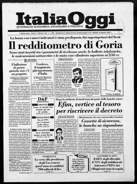 Italia oggi : quotidiano di economia finanza e politica